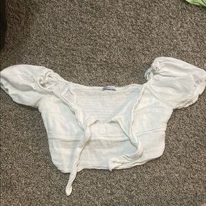 Hollister Cream Puff Sleeve Cropped Blouse